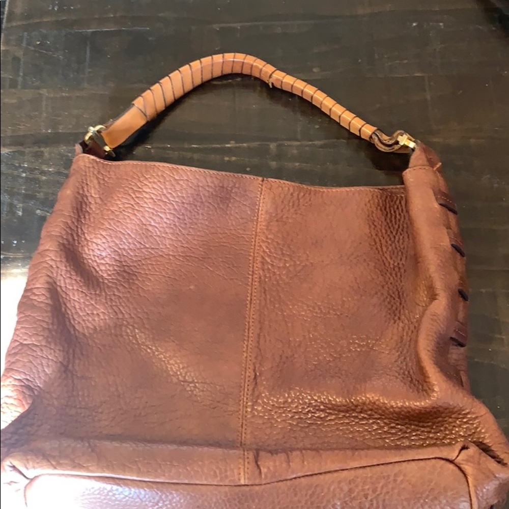 Ellen Tracy brown leather hobo